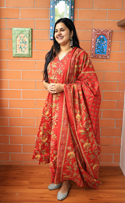 Mitra - Pure cotton Anarkali three piece set