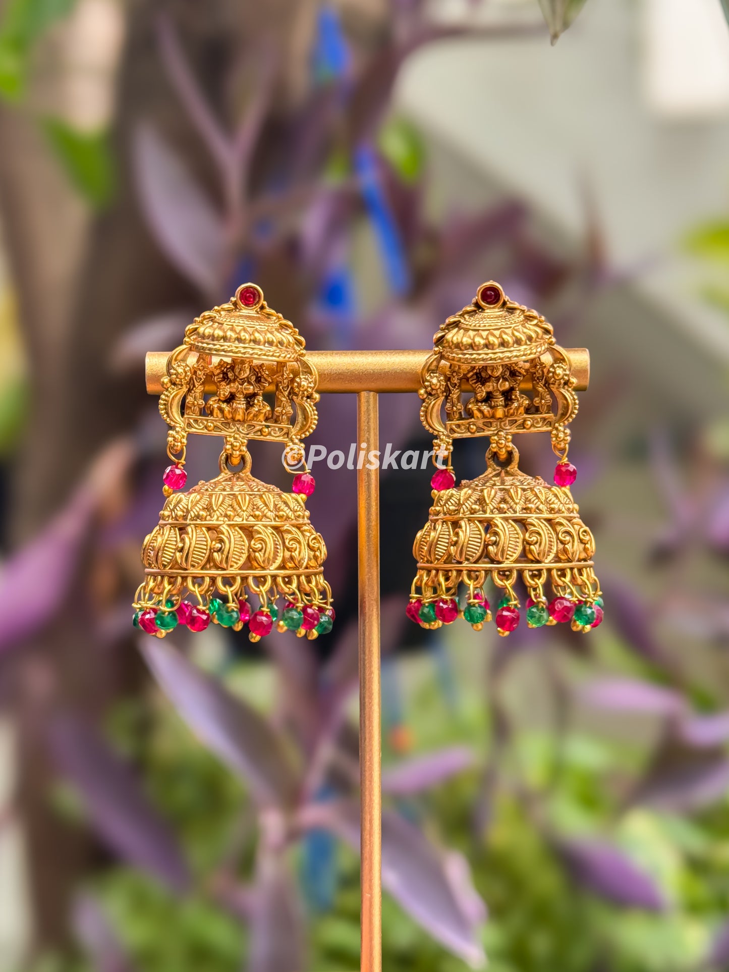 Multi color stone worked jhumka