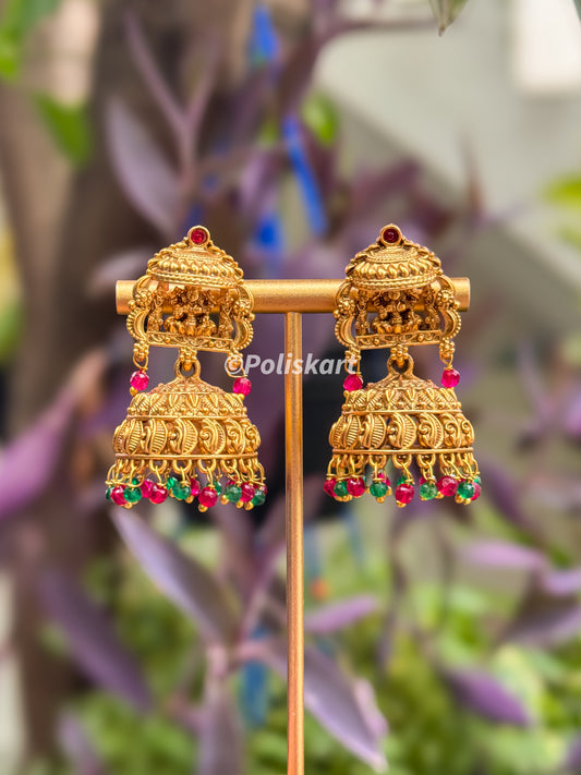 Multi color stone worked jhumka