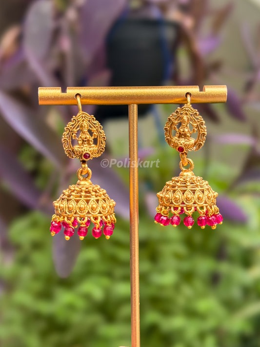 Ruby beads worked jhumka