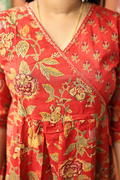 Mitra - Pure cotton Anarkali three piece set