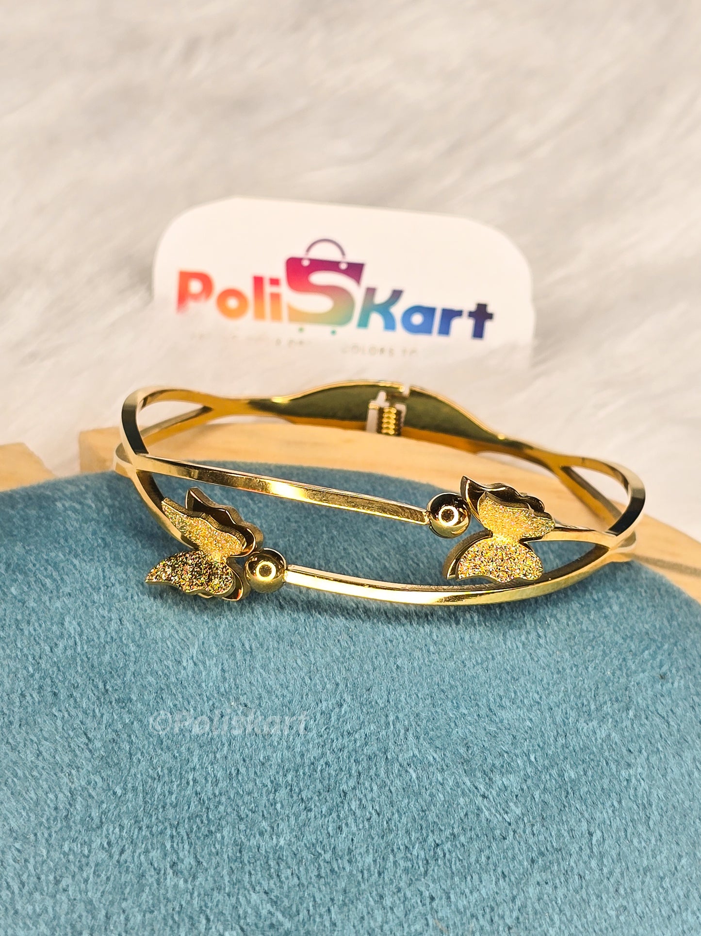 Anti Tarnish cuff bangle- Double Butterfly design