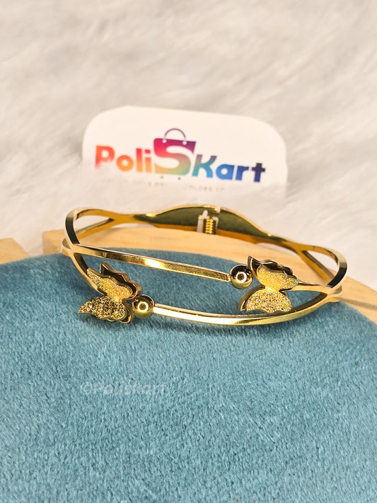 Anti Tarnish cuff bangle- Double Butterfly design