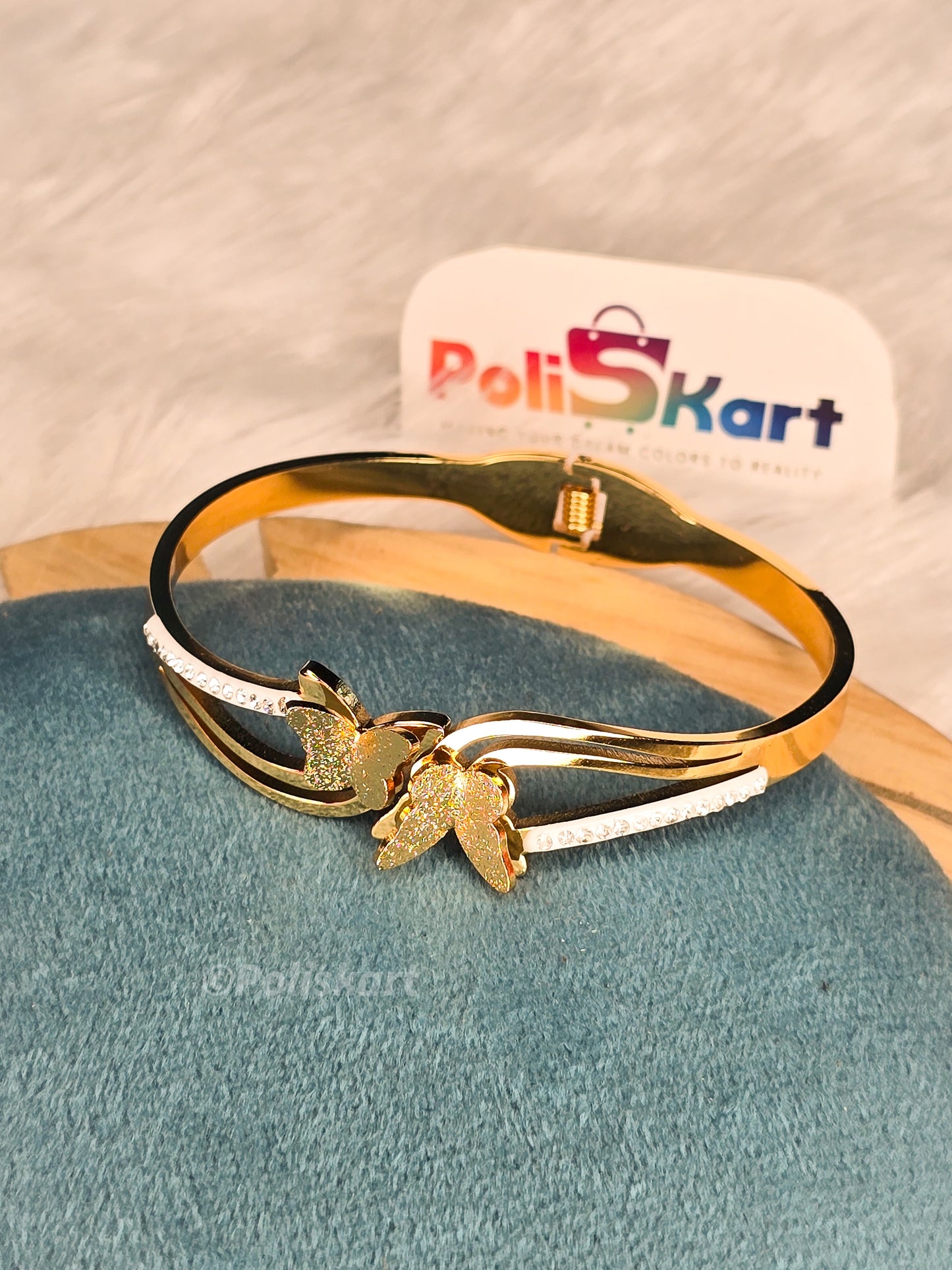 Anti Tarnish cuff bangle- Couple Butterfly design