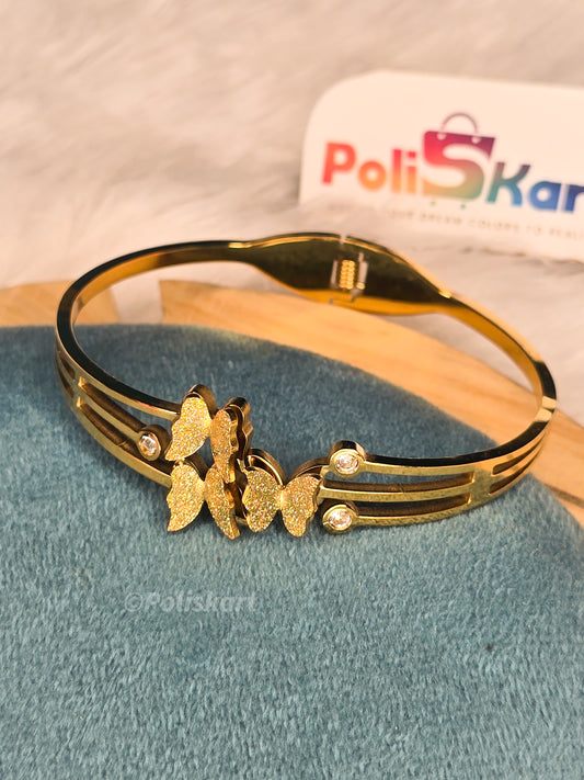 Anti Tarnish cuff bangle- 3 Butterfly design