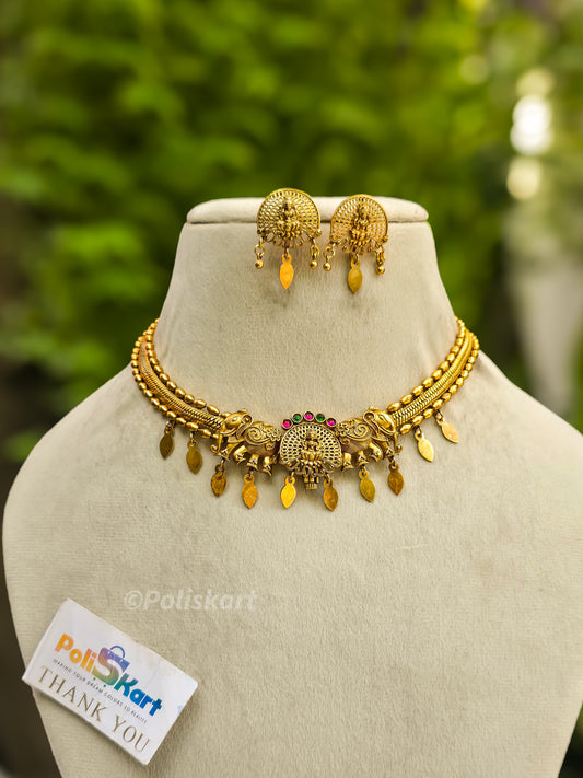 Trending Elakathali Elephant and Lakshmi design necklace with earing set