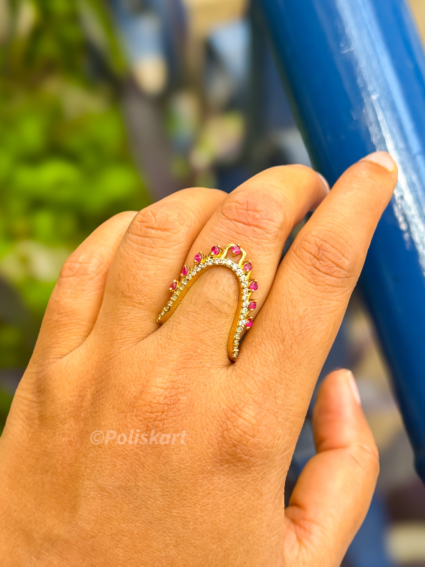 Vangi Ring - Red stone wokred - Free size