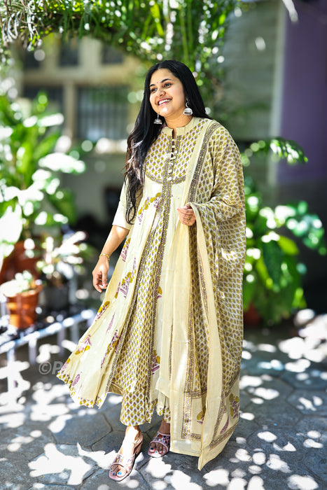 Neelika - Pure cotton Anarkali set