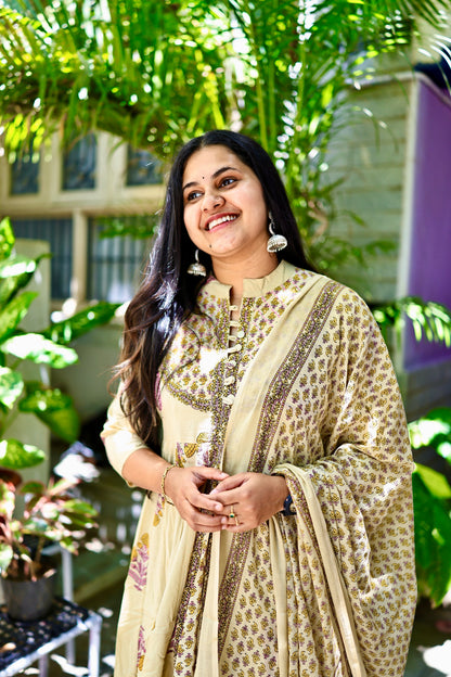 Neelika - Pure cotton Anarkali set