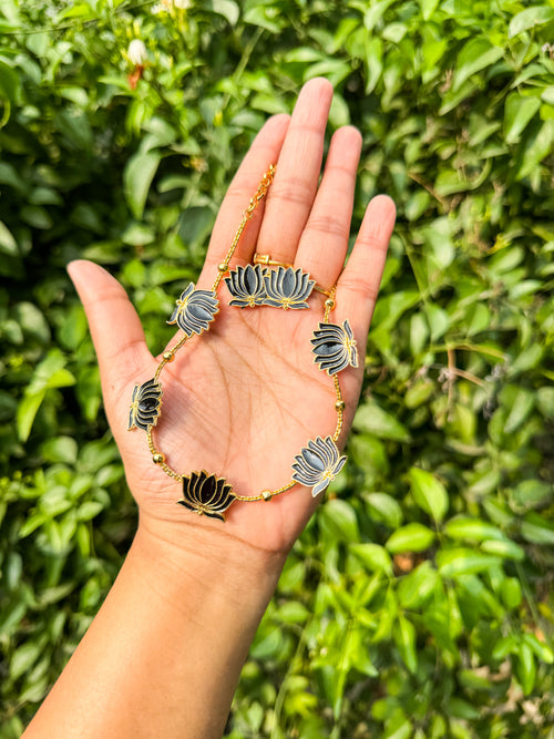 Trending Manju varier Lotus neckace - Black color