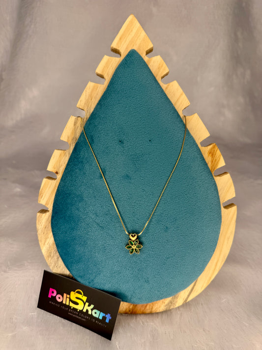 Chain with Green Stone Flower pendant