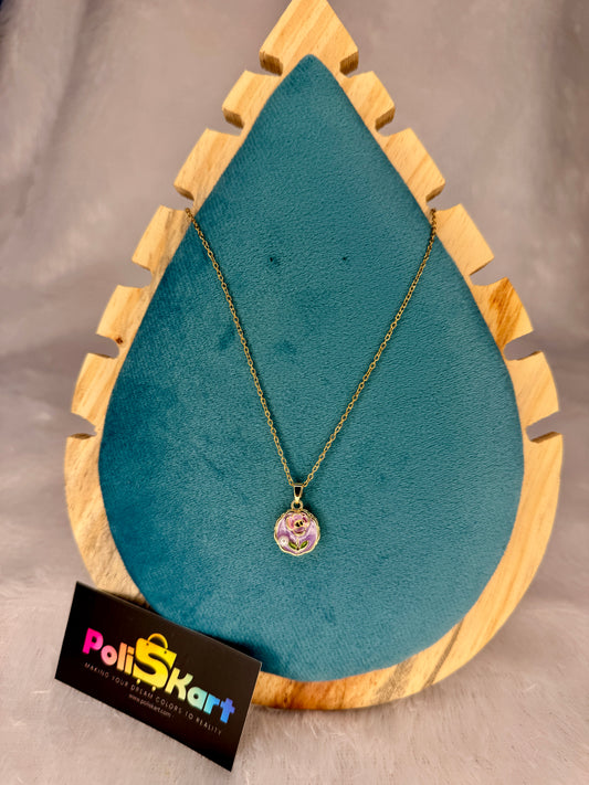 Chain with Purple rose pendant