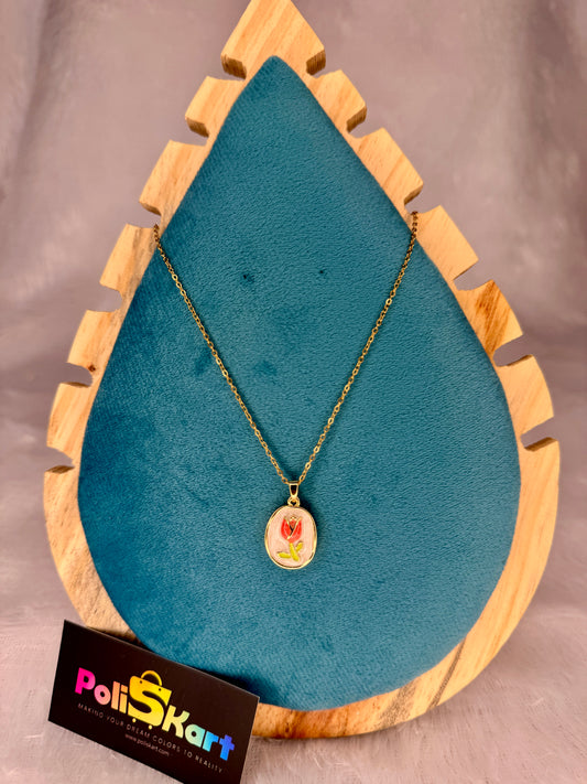 Chain with White rose pendant