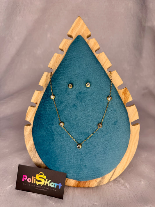 White stone necklace with earring set