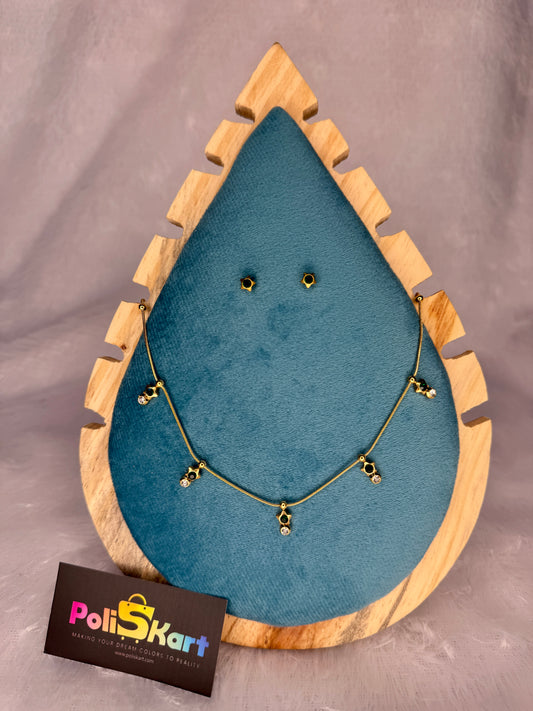 Green stone designed necklace with earring set