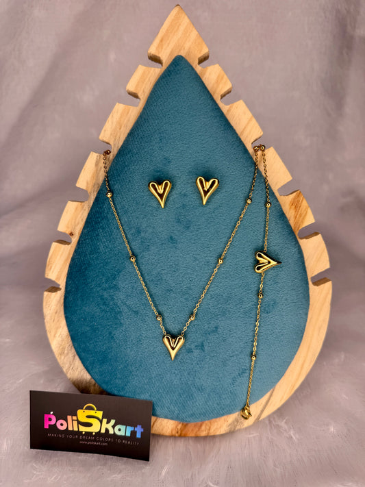 Chain, Bracelet and earring - Heart design