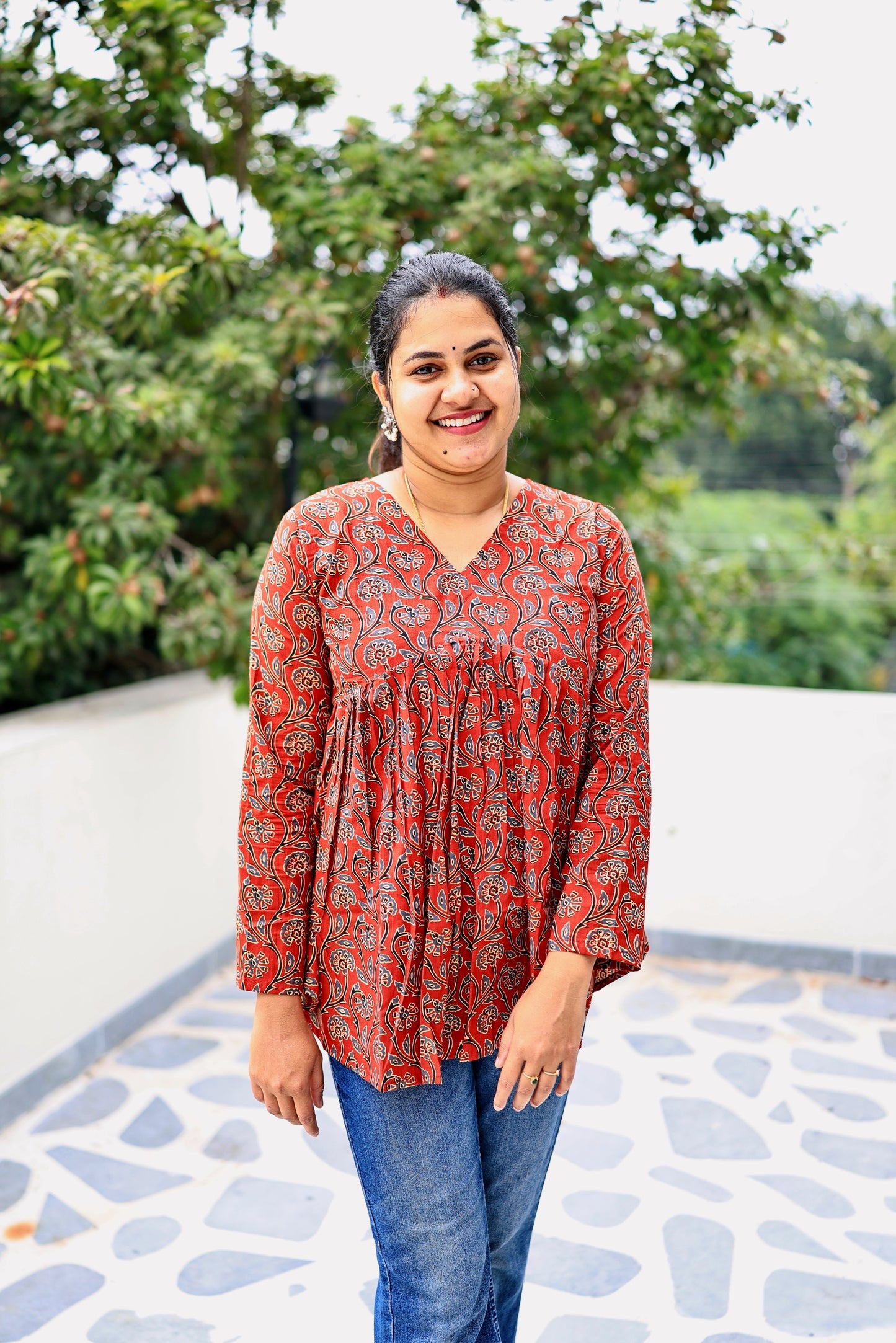 Tara - Full sleeve cotton short Kurti