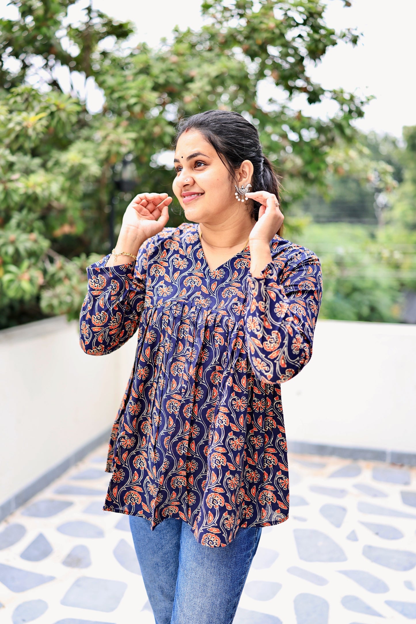 Mira - Full sleeve cotton short Kurti