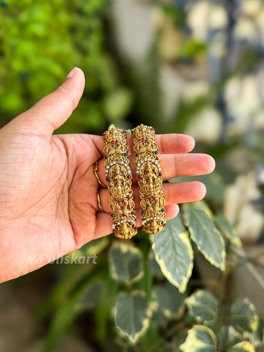 Pair of Lakshmi and stone worked bangles