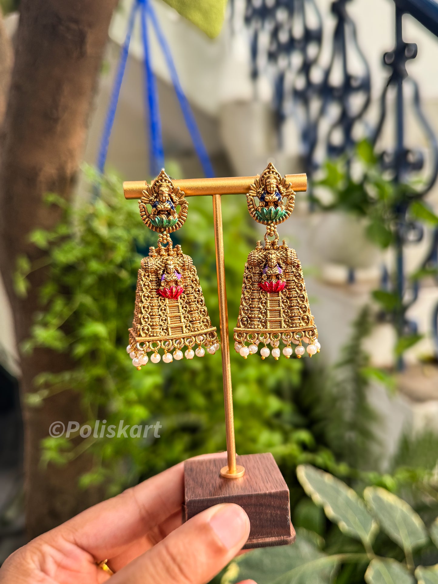Trending Temple Jhumka with color highlighted