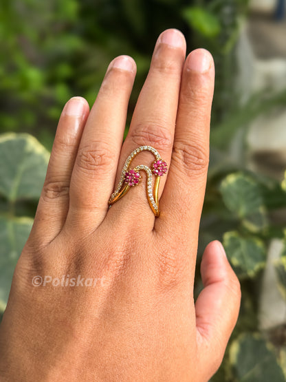 Vangi ring - Rubi Stone flower-Free size