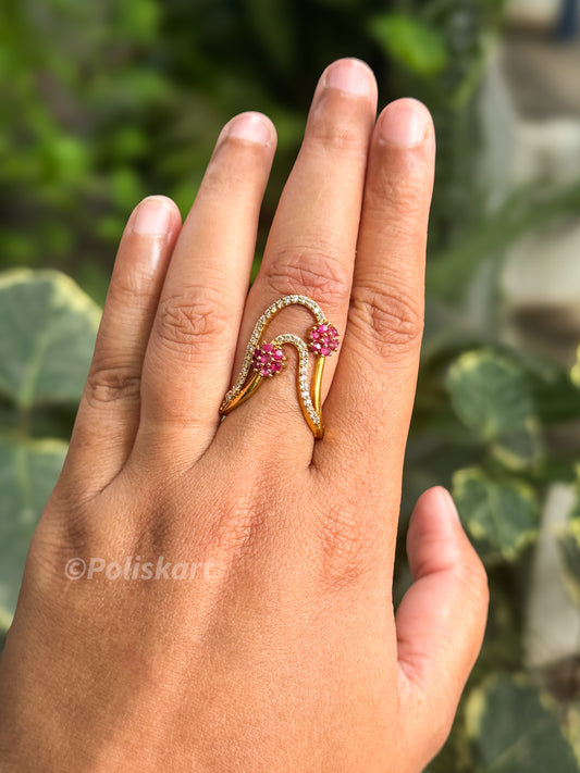 Vangi ring - Rubi Stone flower-Free size