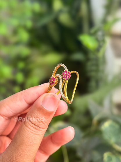 Vangi ring - Rubi Stone flower-Free size