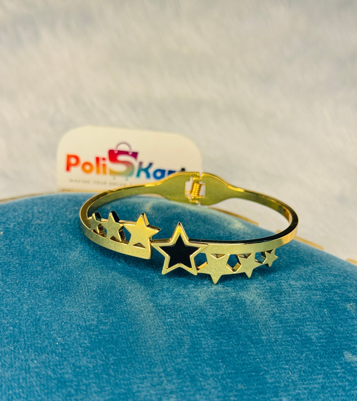 Anit tarnish cuff bangle Free size - Super star design
