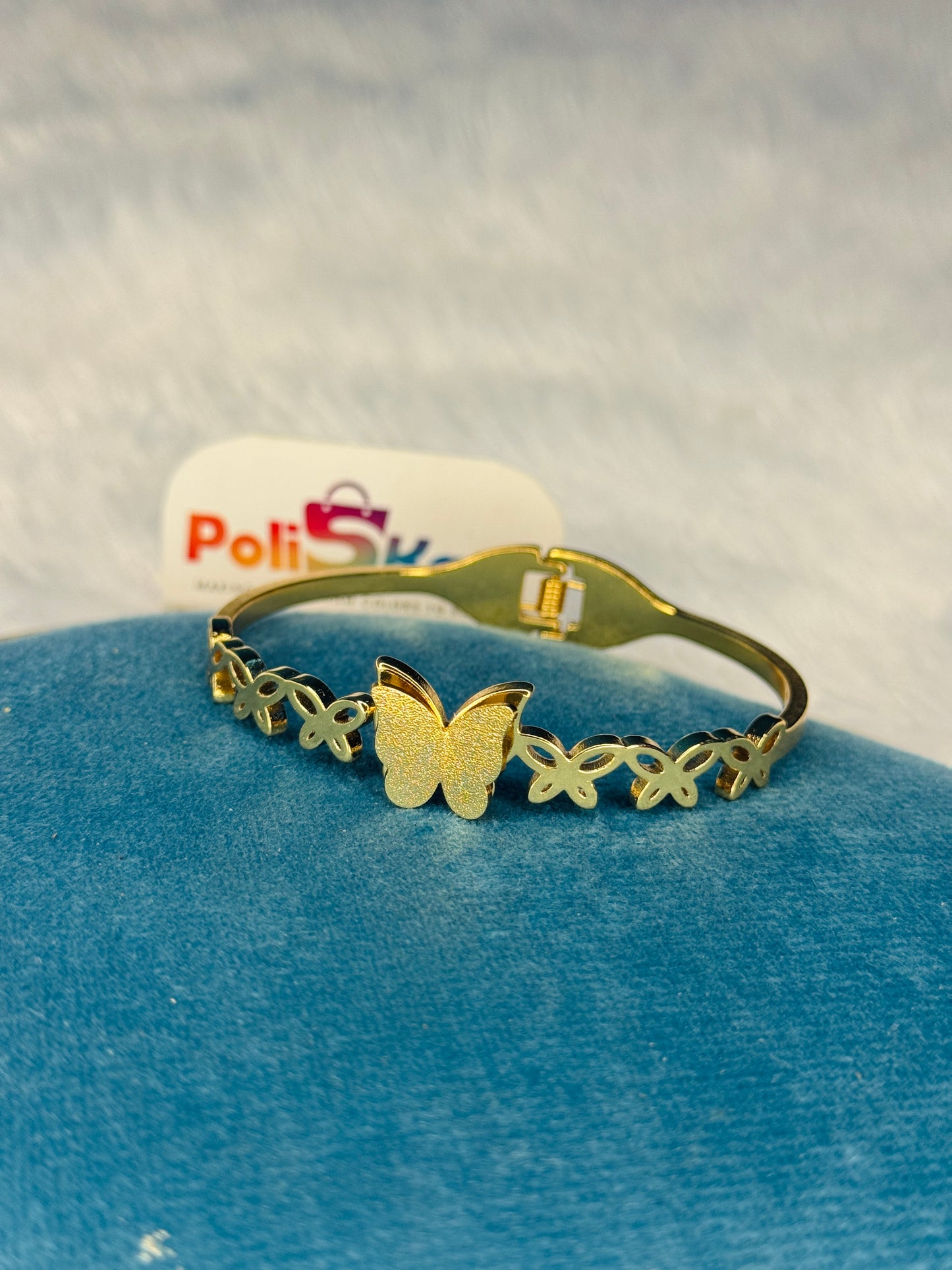 Anit tarnish cuff bangle Free size - Multi butterfly design