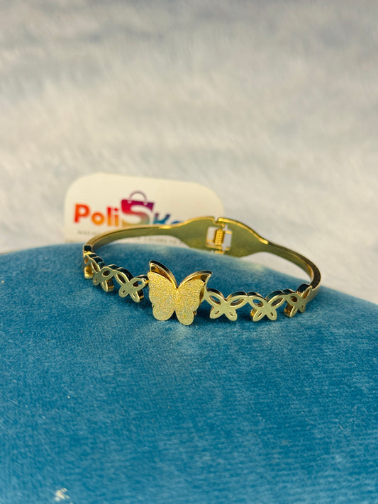 Anit tarnish cuff bangle Free size - Multi butterfly design
