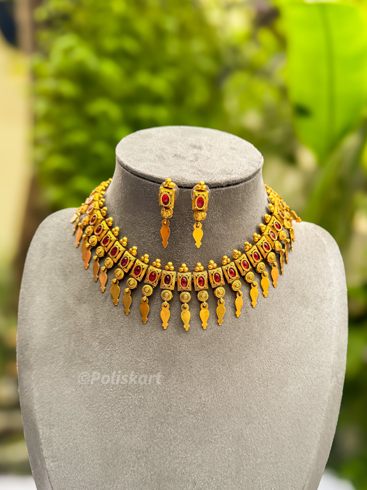 PK007 - Grand Red Elakathali with earing set