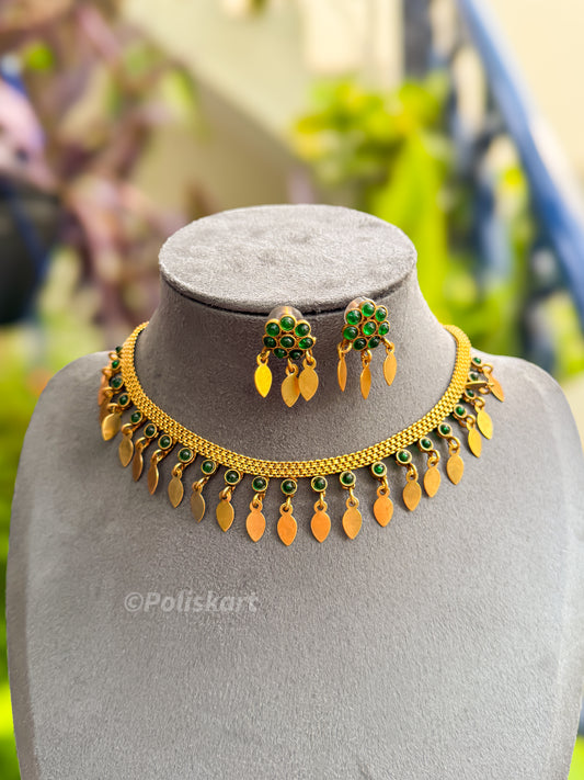PK005 - Green Flower Elekathali with earing set