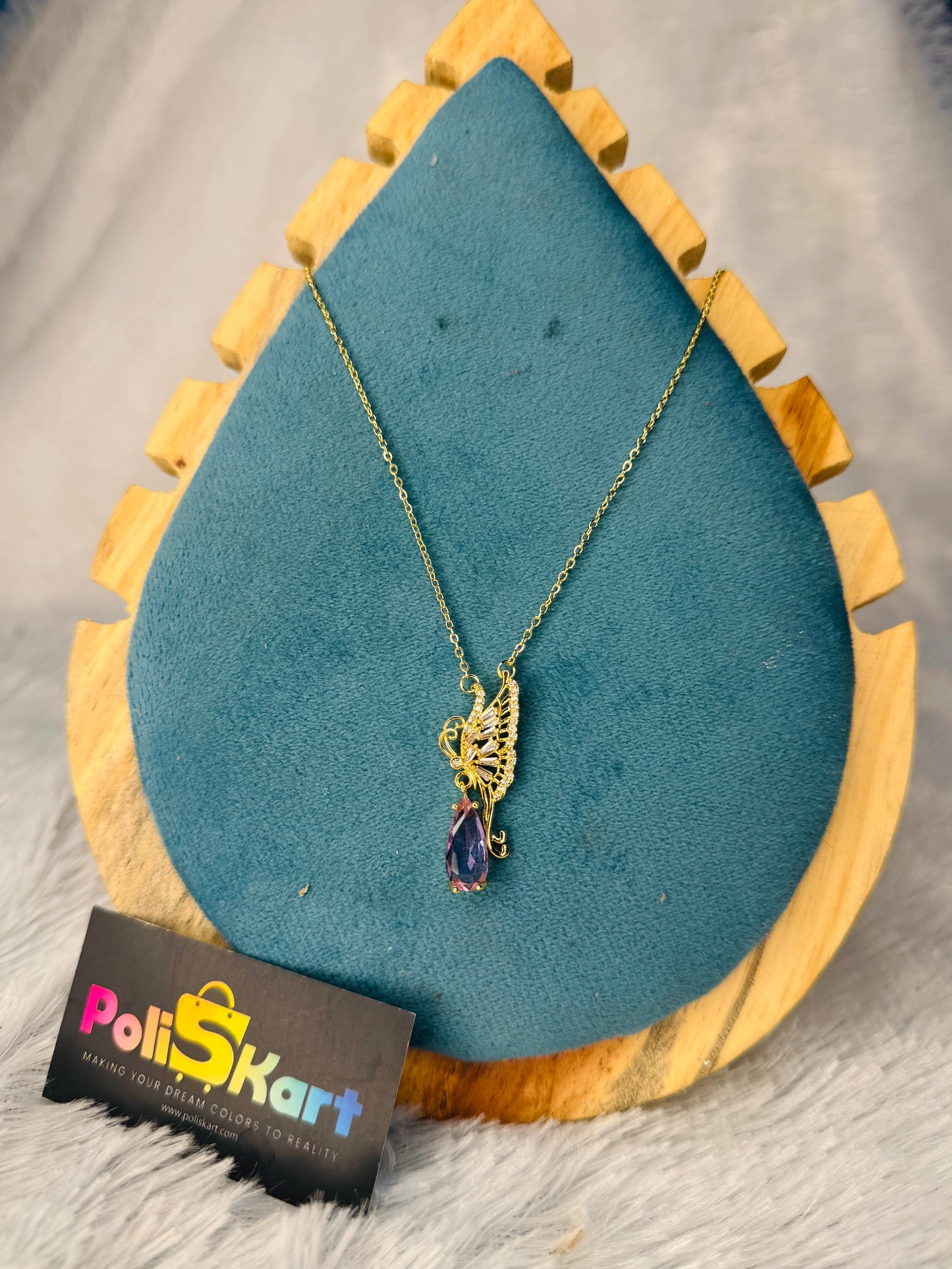 PK019 - Anit tarnish Chain - Rain drop big stone Design