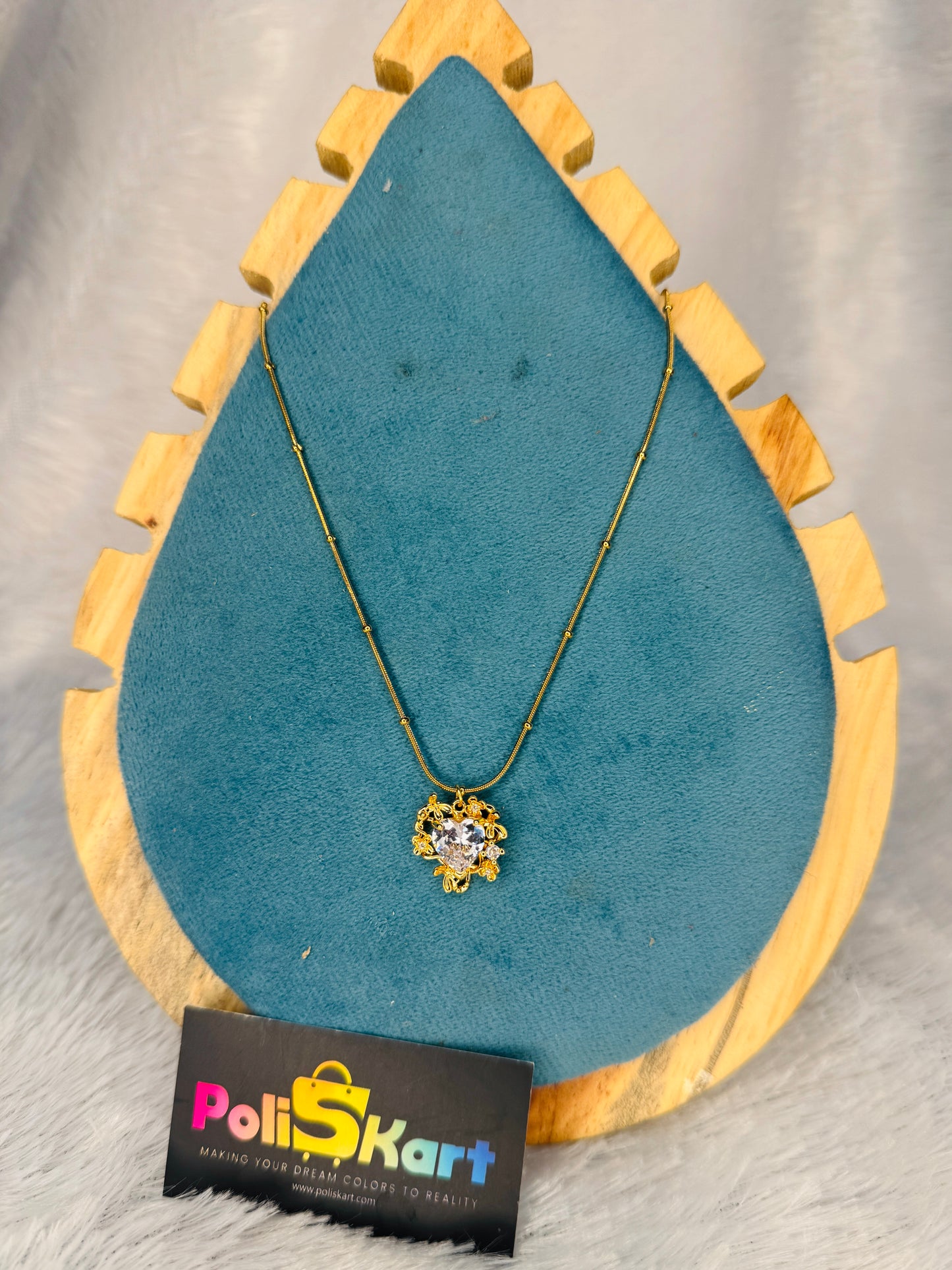 PK018 - Anit tarnish Chain - Single diamond heart Design