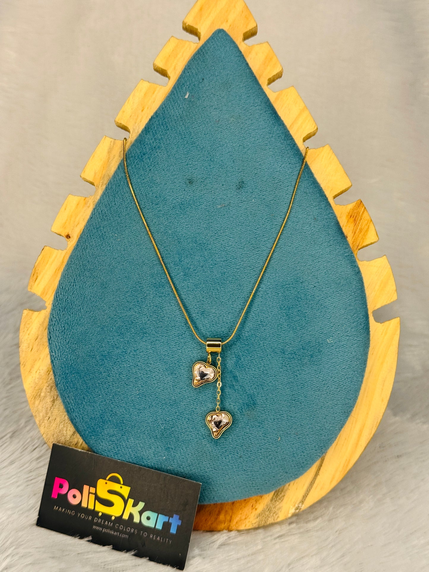 PK012 - Anit tarnish Chain - Twin heart Design