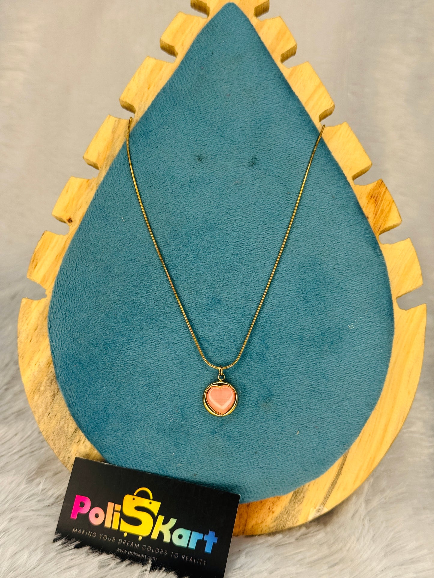 PK009 - Anit tarnish Chain - Pink heart Design