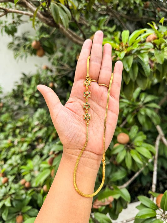 24 inch multi flower stone worked Mugappu chain