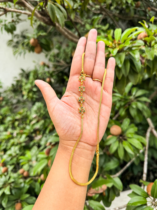 24 inch multi flower stone worked Mugappu chain