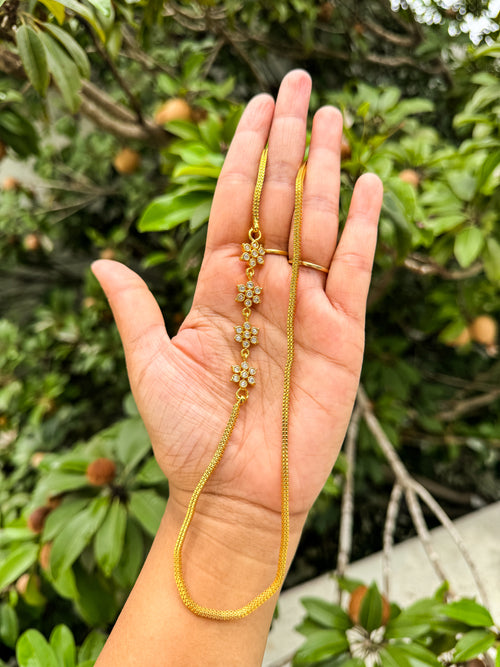 24 inch white fower stone worked Mugappu chain