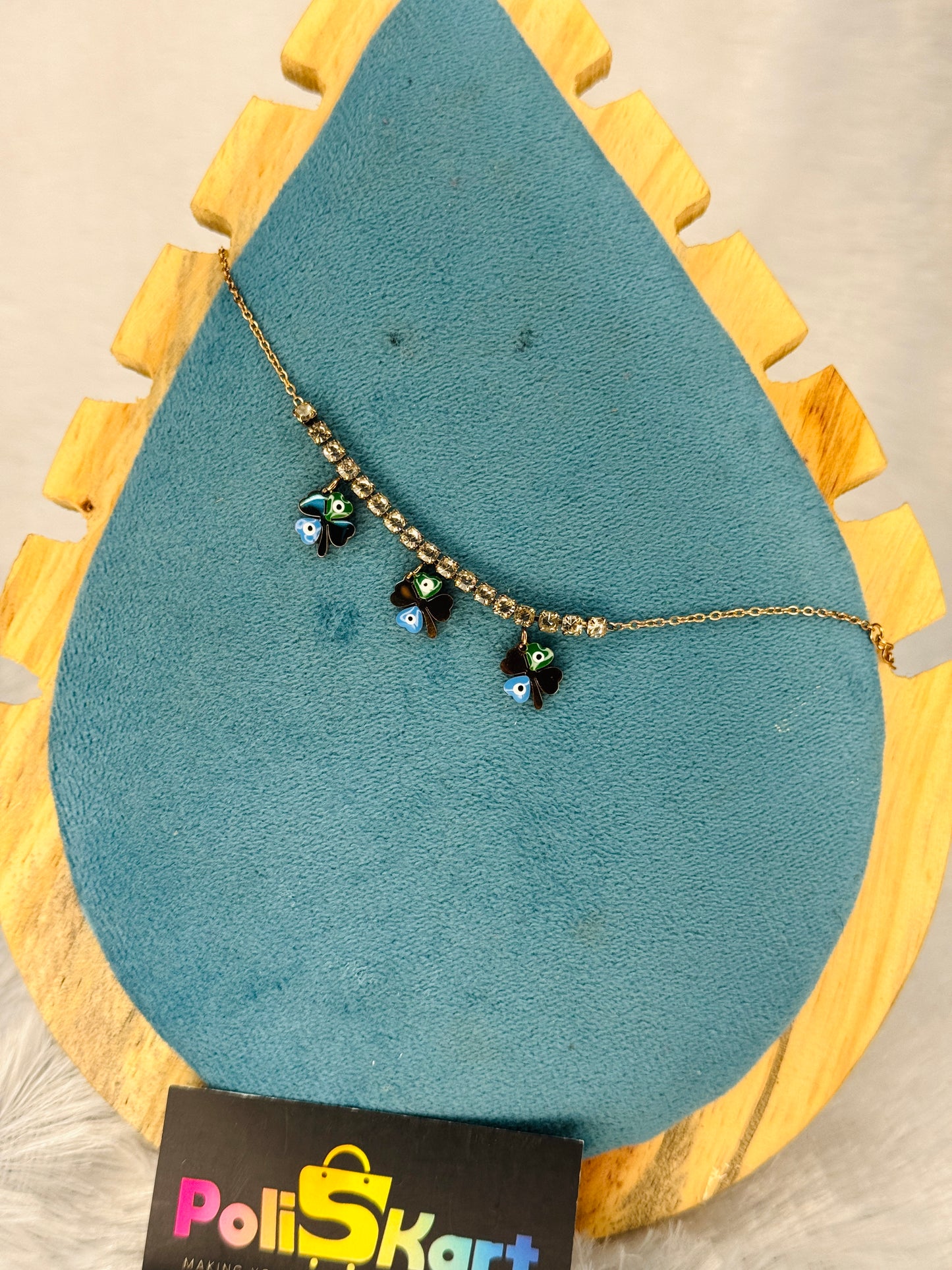 PK031 - Anit tarnish Bracelet - Three blue Design