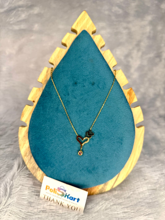Chain with heart and stone hanging design