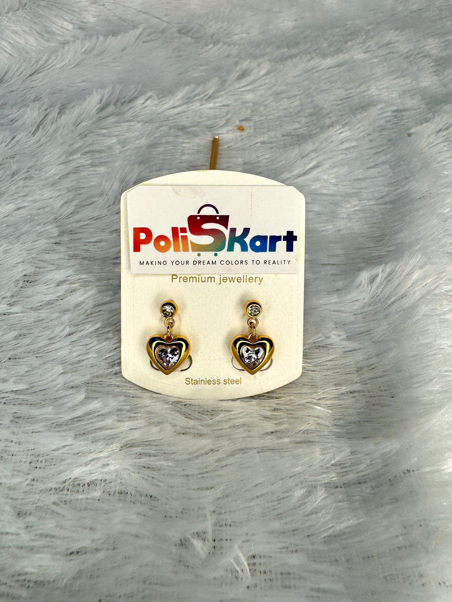 White heart hanging earing