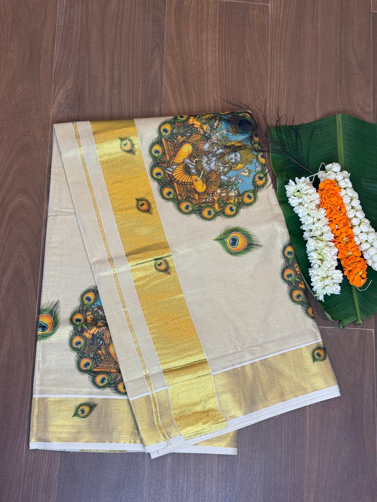 PK046 - Kerala saree - Loard krishna design