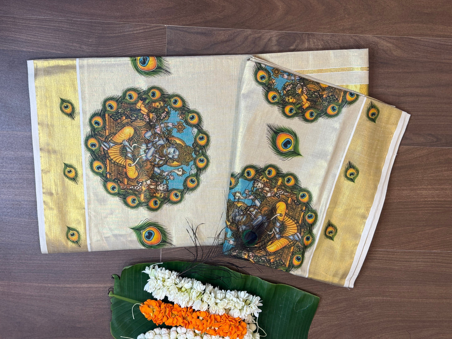 PK046 - Kerala saree - Loard krishna design