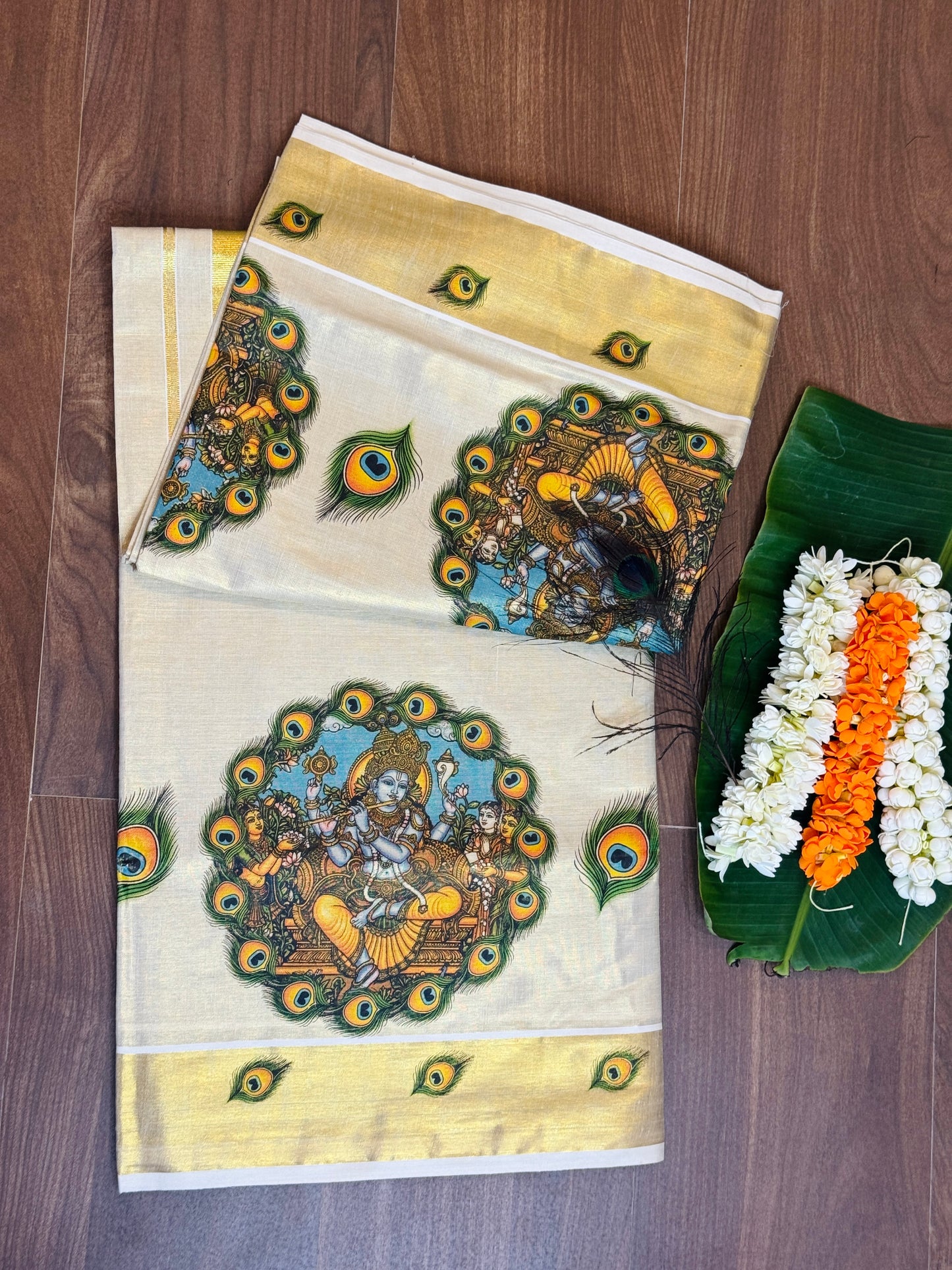 PK046 - Kerala saree - Loard krishna design