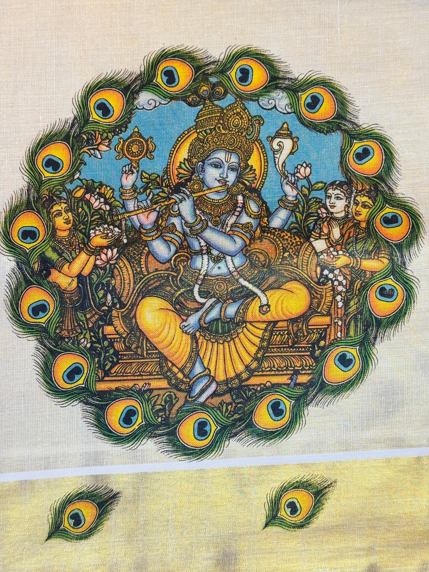 PK046 - Kerala saree - Loard krishna design