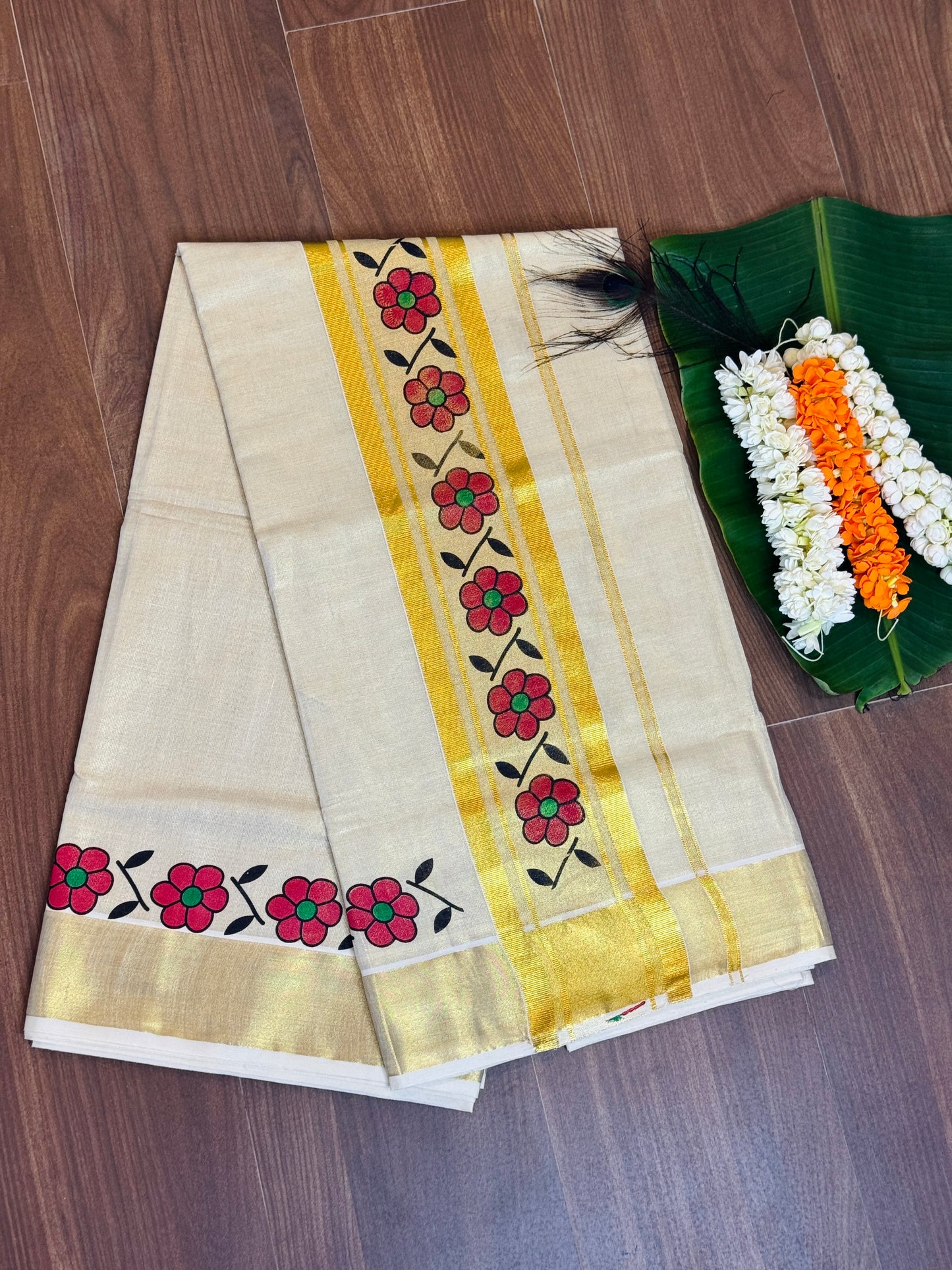 PK045 - Kerala saree blossom design