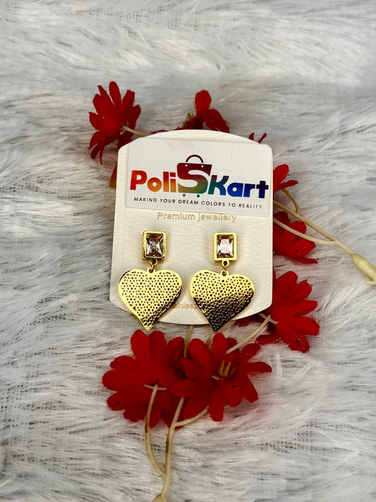 Heart with white stone earing set