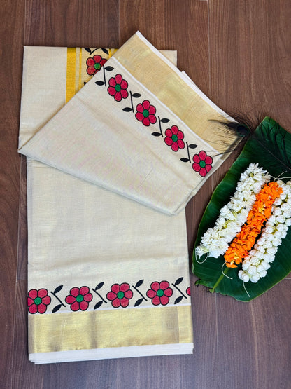 PK045 - Kerala saree blossom design