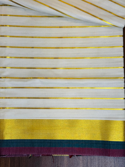 PK044 - Kerala saree - Multi color strip design